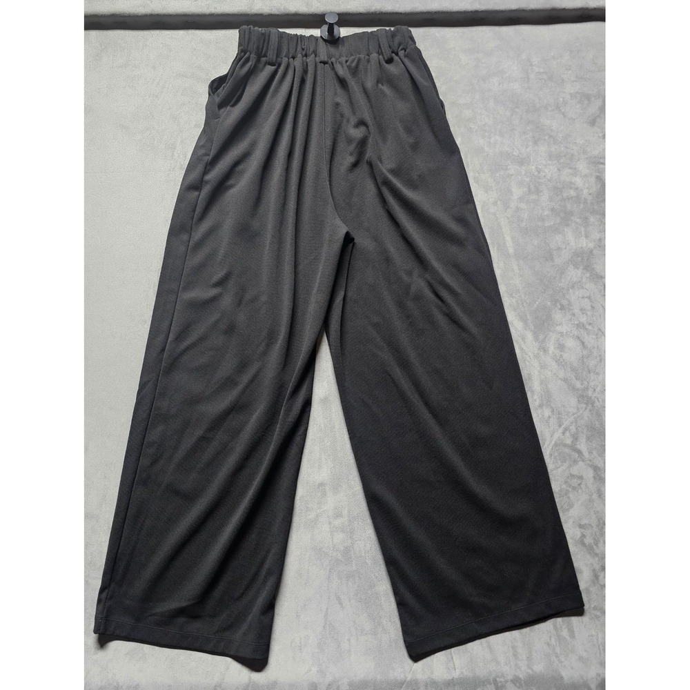 Halara Womens Black High Waisted Wide Leg Pleated Textured Knit Trousers Small